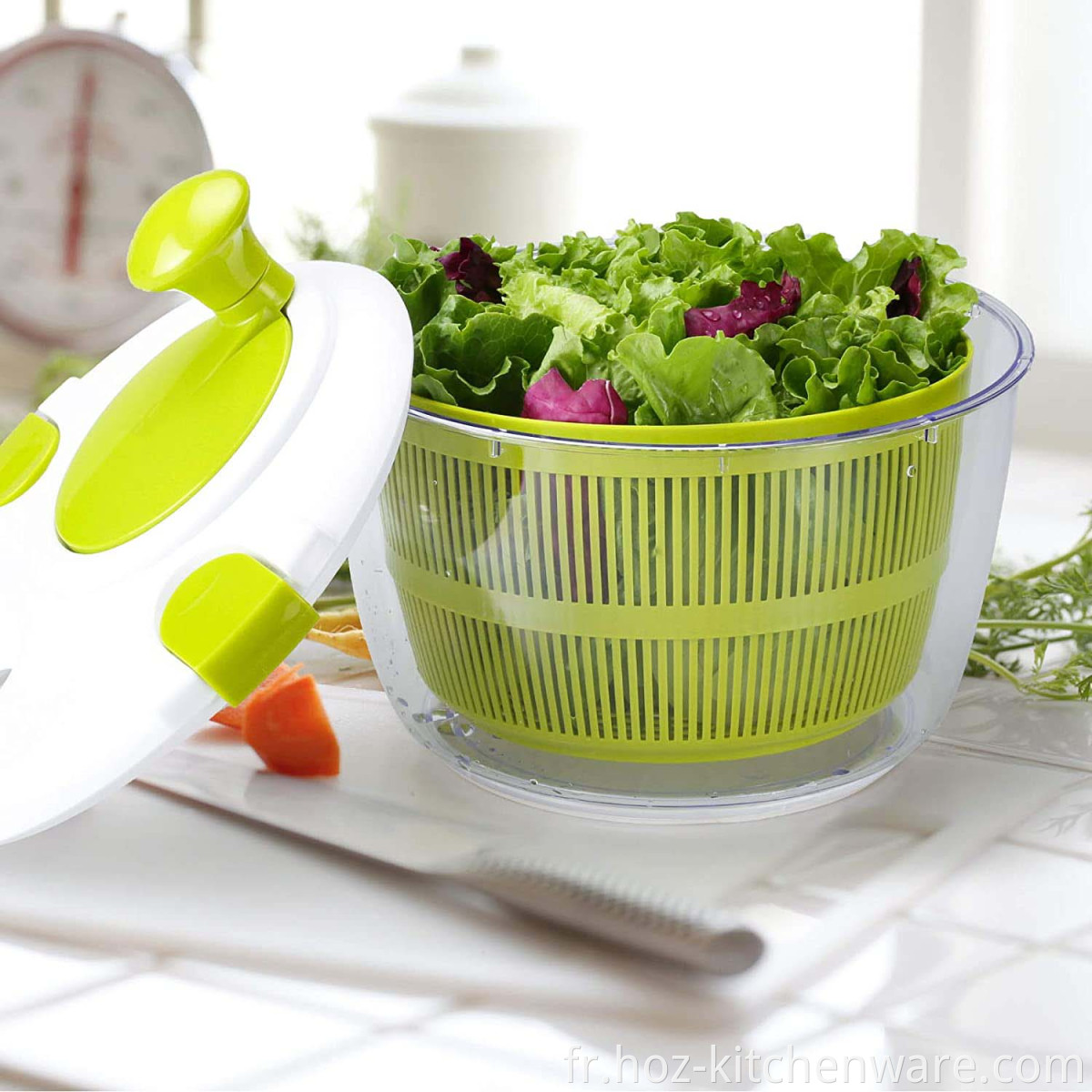 Laitue manuelle rinçage du panier de lavage de drage à séchage rapide avec 5 L de grande capacité Légumes à spinner fruits sèche Hoz